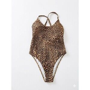 NWT Venus One Piece Swimsuit Size 6 Leopard Cheetah Print Crossback Bathing Suit